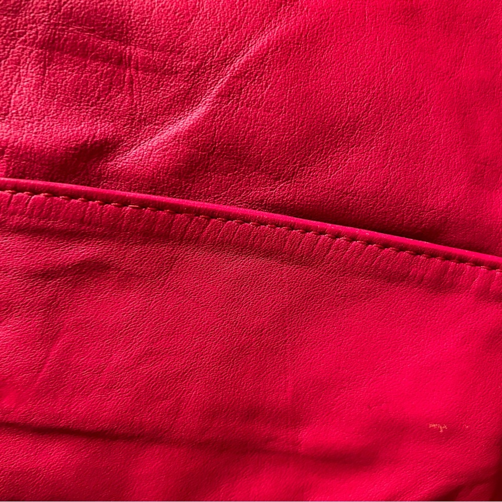 Red Open Front Leather Jacket - Picture 5 of 8